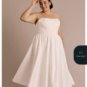David's Bridal White Tea Length Wedding Dress